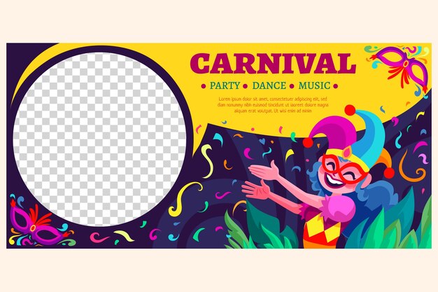 plantilla de pancarta horizontal plana para el carnaval