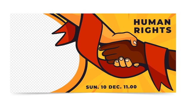 Plantilla de pancarta horizontal plana para el día de los derechos humanos