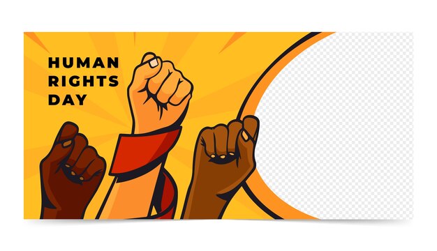 Plantilla de pancarta horizontal plana para el día de los derechos humanos