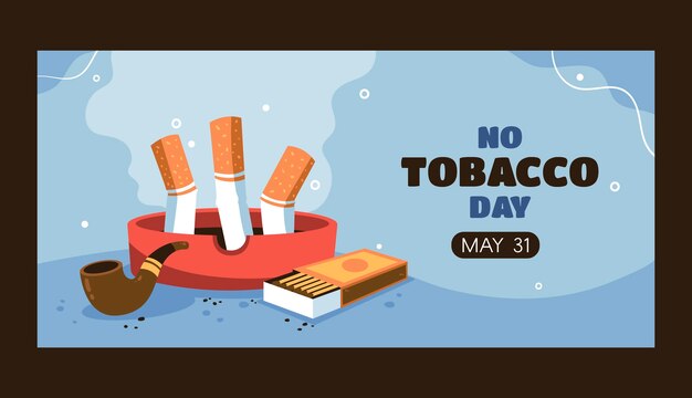 plantilla de pancarta horizontal plana para el día sin tabaco