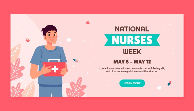 Vector gratuito plantilla de pancarta horizontal plana para la semana nacional de las enfermeras