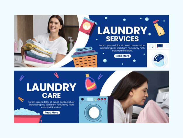 plantilla de pancarta horizontal para el servicio de lavandería
