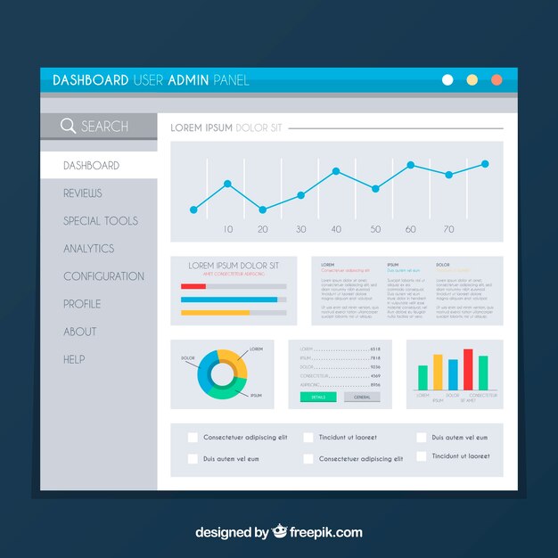 Plantilla de panel de control de app con diseño plano