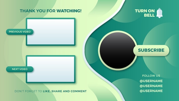 plantilla de pantalla de extremo de YouTube con gradiente