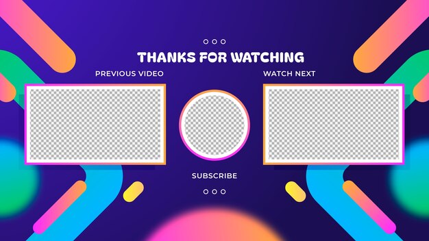plantilla de pantalla de final de YouTube con gradiente.
