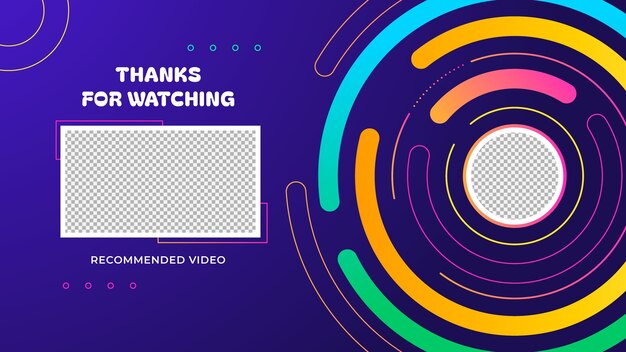 plantilla de pantalla de final de YouTube con gradiente.