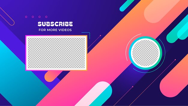 plantilla de pantalla de final de YouTube con gradiente.