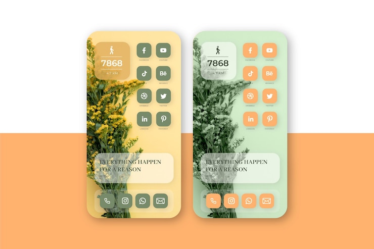 Vector gratuito plantilla de pantalla de inicio en colores pastel para smartphone