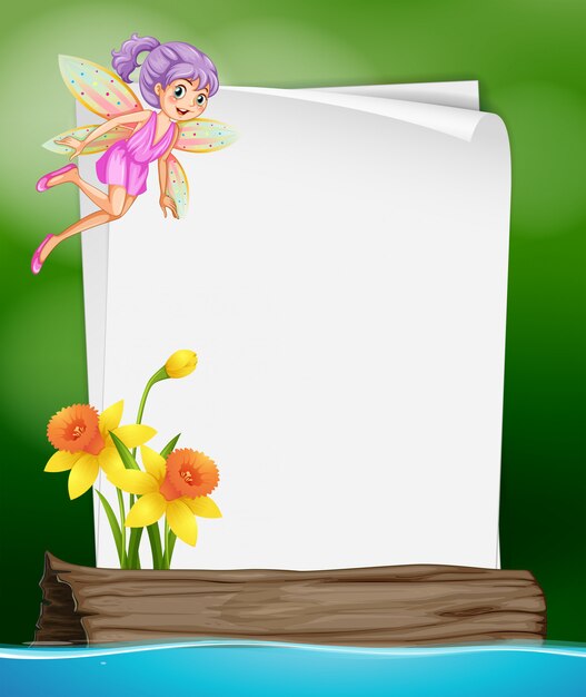 Plantilla de papel con hada y flor
