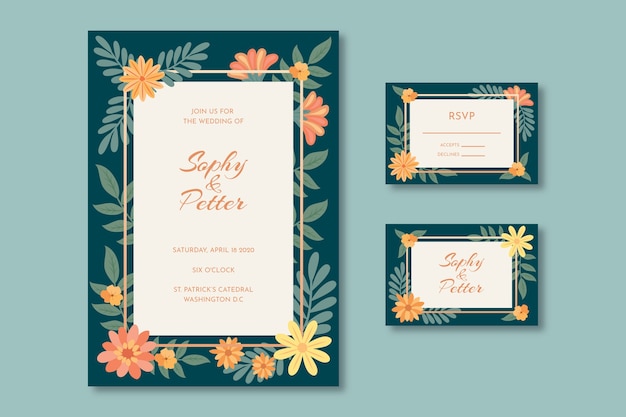 Plantilla de papelería de boda