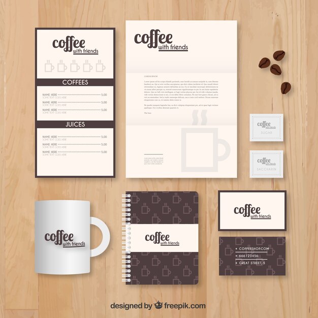 Plantilla de papelería de cafetería