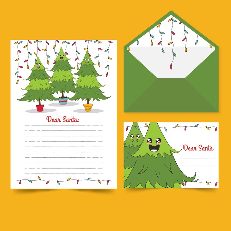 Vector gratuito plantilla de papelería de navidad dibujada a mano