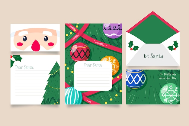 Vector gratuito plantilla de papelería de navidad dibujada a mano