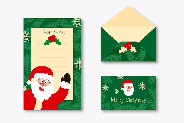 Vector gratuito plantilla de papelería de navidad de diseño plano