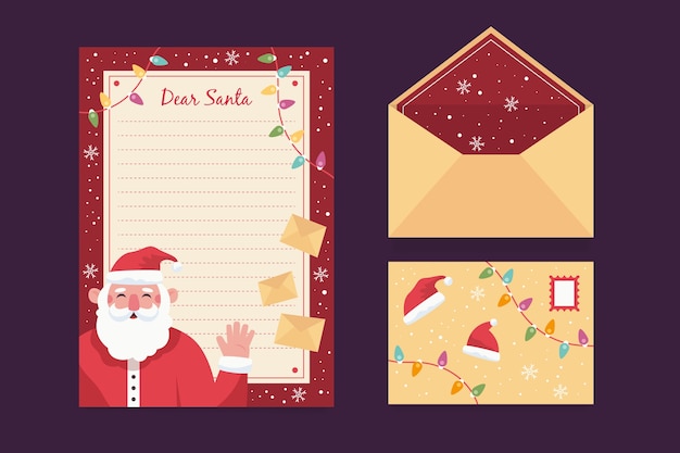 Vector gratuito plantilla de papelería de navidad plana