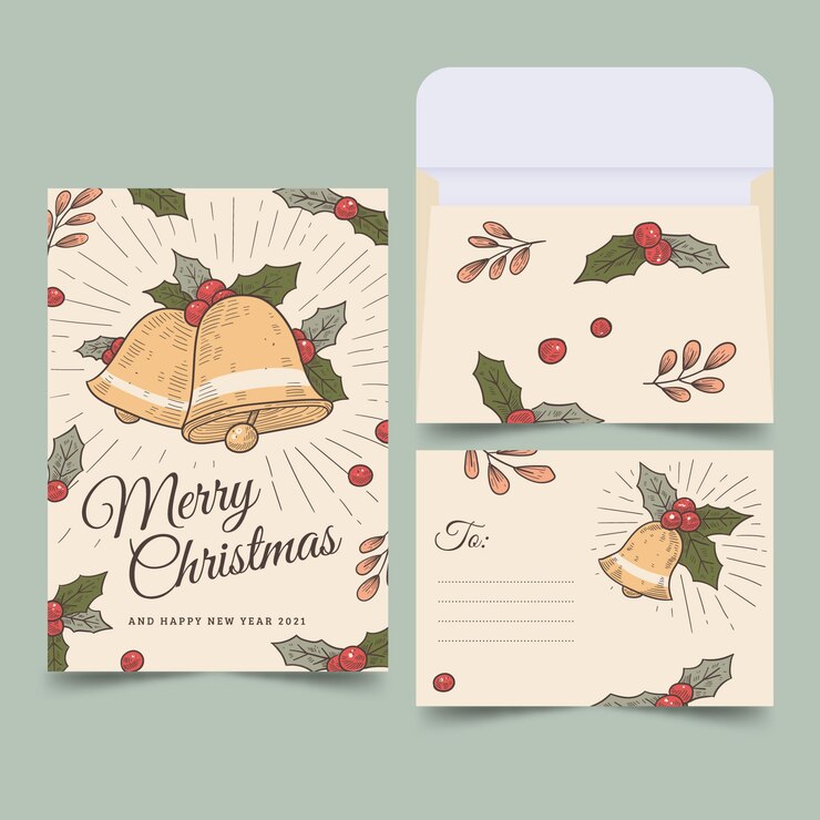 Vector gratuito plantilla de papelería navideña vintage