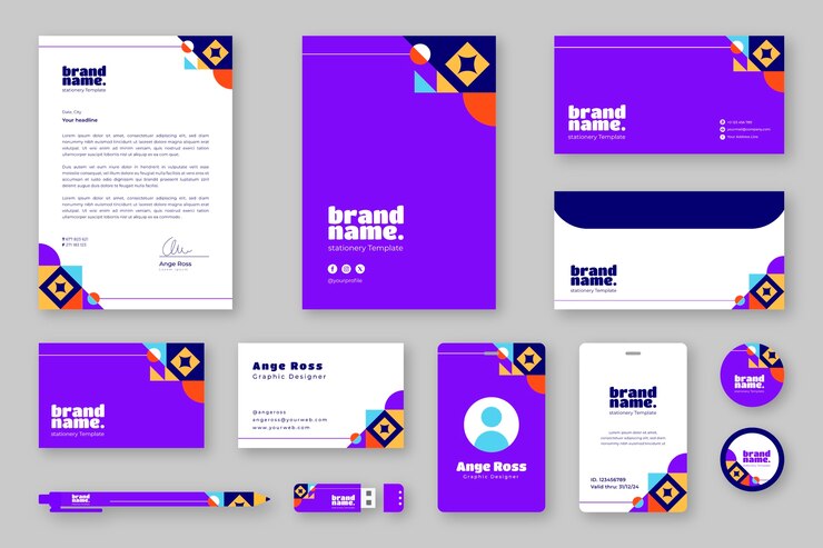 Vector gratuito plantilla de papelería de negocios de diseño plano