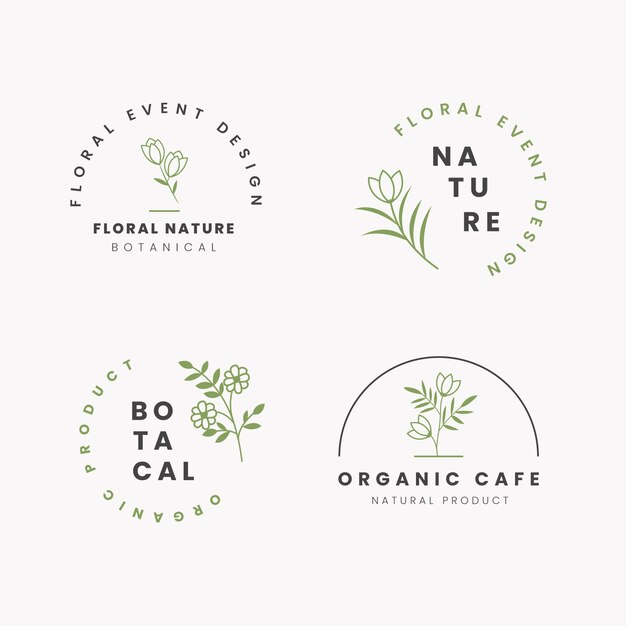 Plantilla de paquete de logotipo de empresa natural en estilo minimalista