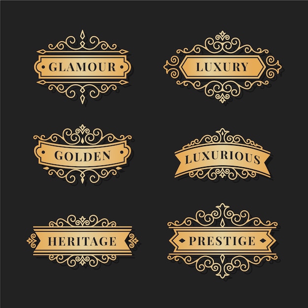 Plantilla de paquete de logotipo retro de lujo