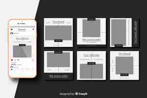 Vector gratuito plantilla de paquete de publicaciones de instagram