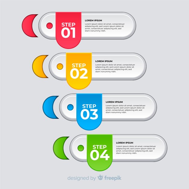 Plantilla de pasos infografía colorido moderno