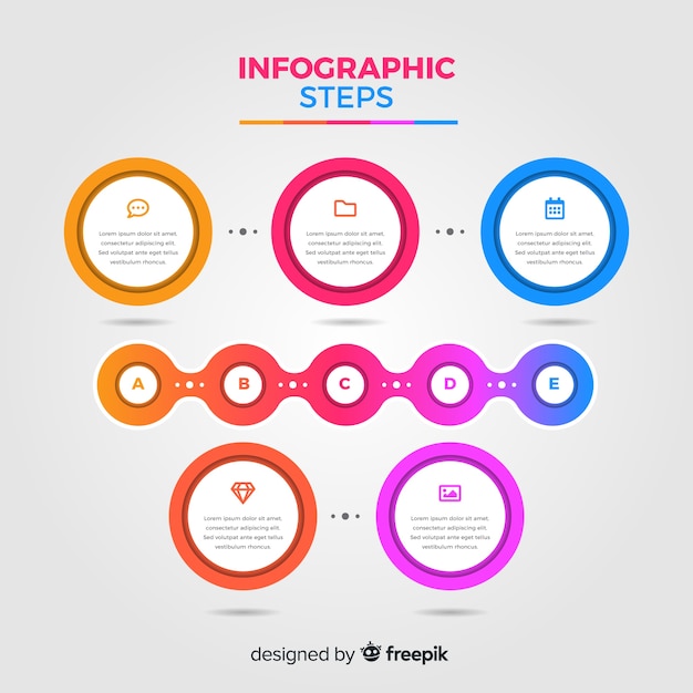 Plantilla pasos infografía diseño plano