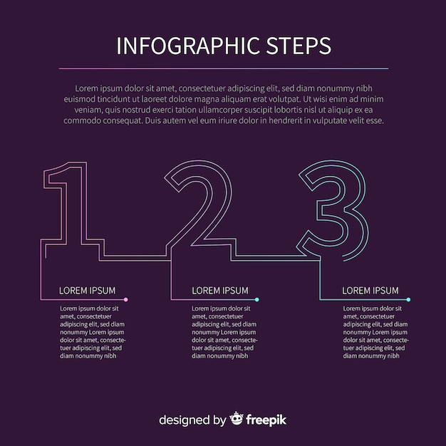 Vector gratuito plantilla pasos infografía diseño plano