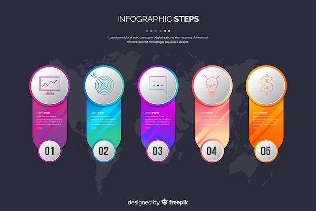 Vector gratuito plantilla pasos infografía diseño plano