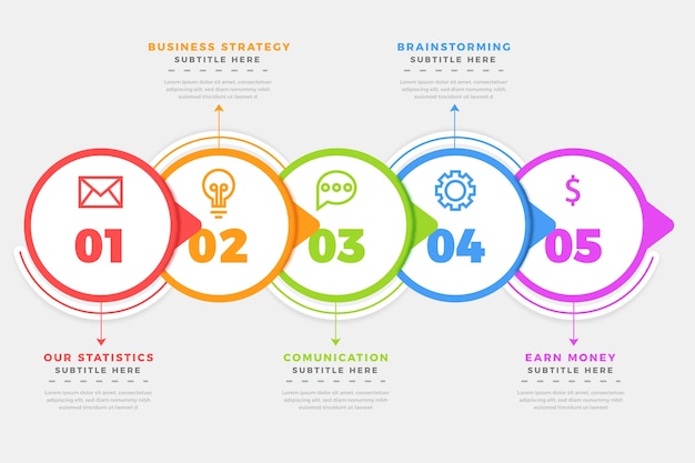 Vector gratuito plantilla de pasos de infografía de diseño plano