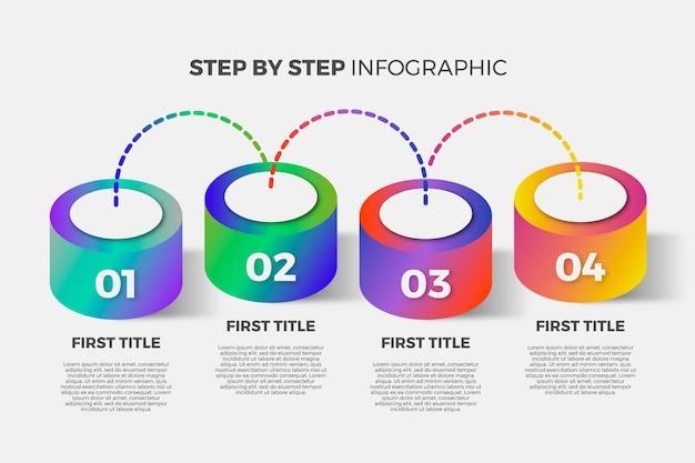 Vector gratuito plantilla de pasos de infografía gradiente