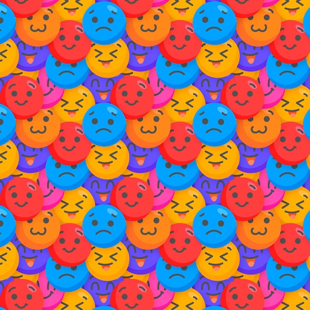 Vector gratuito plantilla de patrón de emoticonos felices y tristes