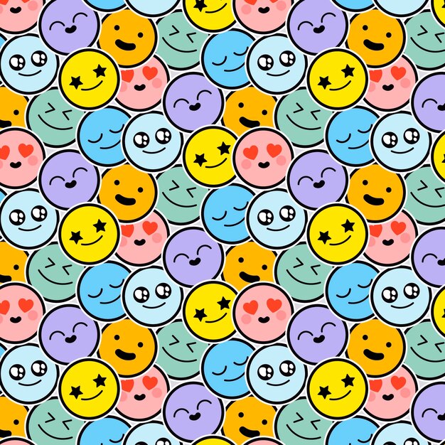 Plantilla de patrones sin fisuras de emojis de sonrisa colorida