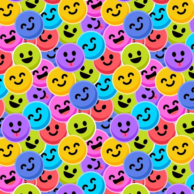 Plantilla de patrones sin fisuras emoticonos coloridos
