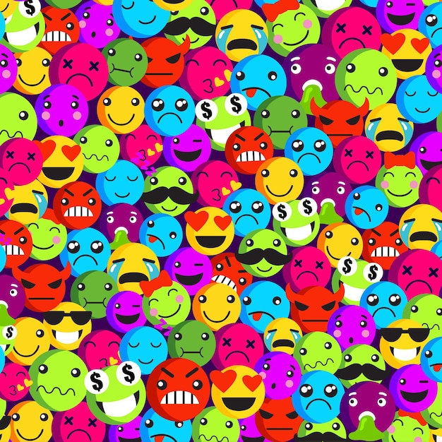 Plantilla de patrones sin fisuras de emoticonos de varias caras
