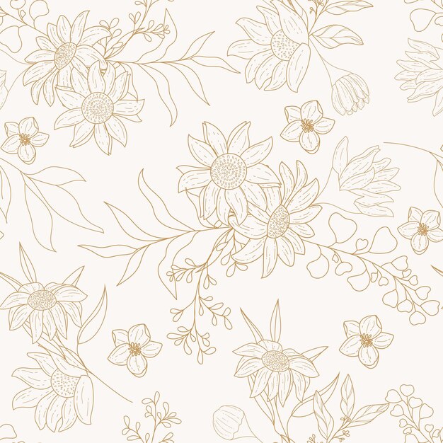 plantilla de patrones sin fisuras floral monoline elegante y simple