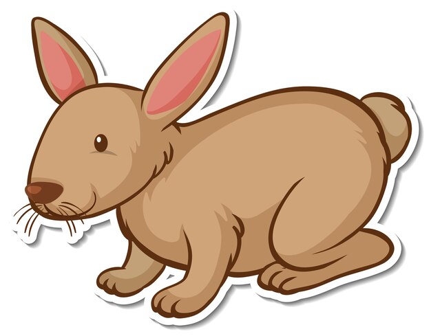 Una plantilla de pegatina con un conejo marrón aislado.