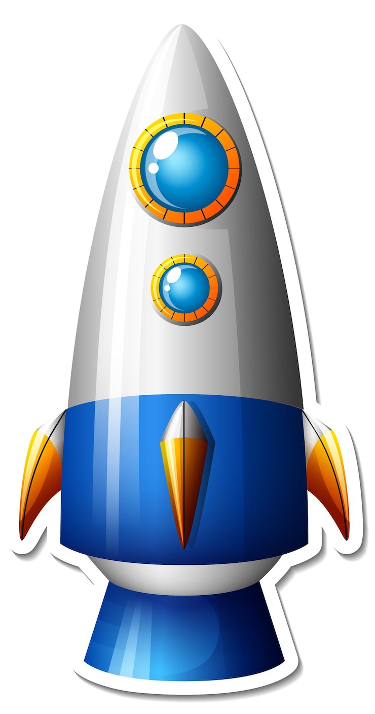 Vector gratuito una plantilla de pegatina con dibujos animados de nave espacial aislada