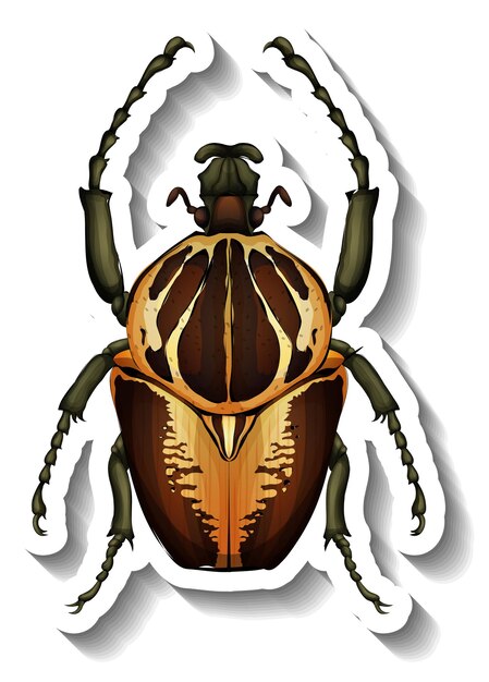 Una plantilla de pegatina con un escarabajo aislado.
