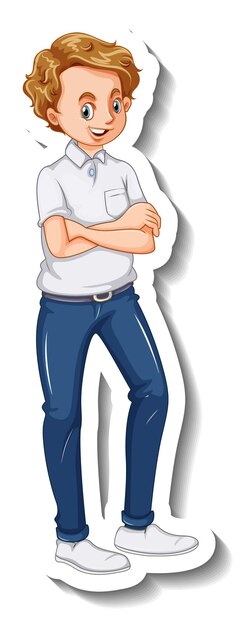 Una plantilla de pegatina con un hombre en pose de pie.