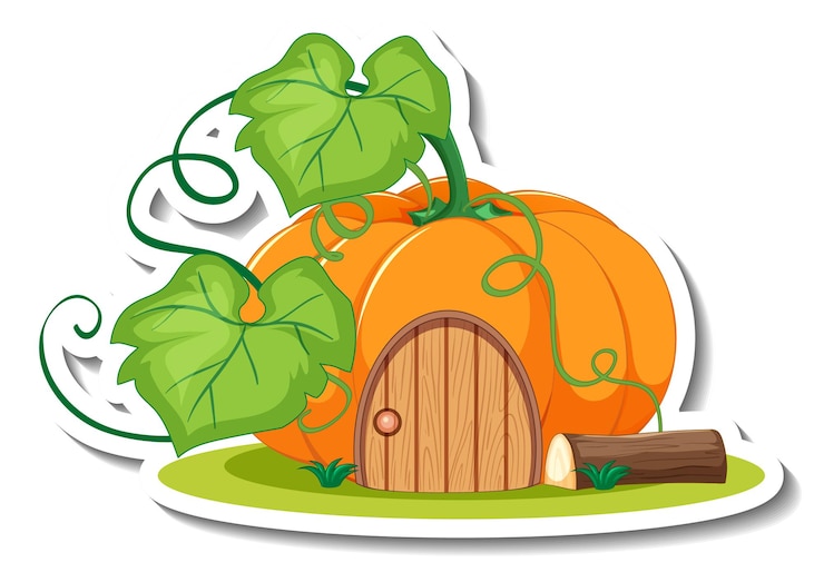 Vector gratuito una plantilla de pegatina con linda casa de calabaza aislada
