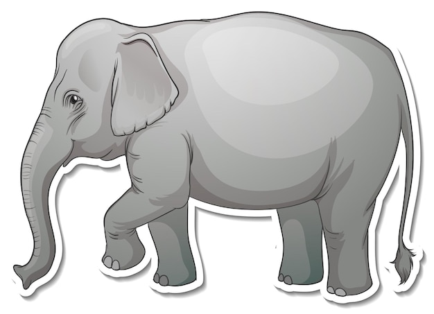Una plantilla de pegatina de personaje de dibujos animados de elefante
