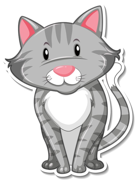 Vector gratuito una plantilla de pegatina de personaje de dibujos animados de gato