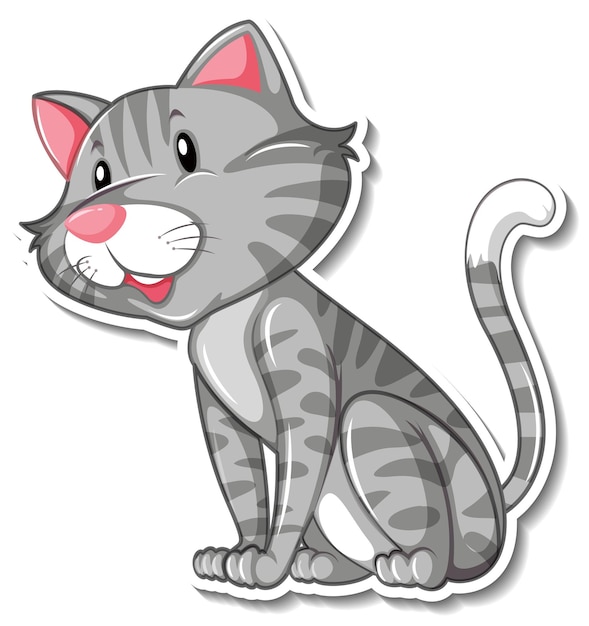 Una plantilla de pegatina de personaje de dibujos animados de gato