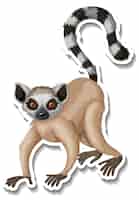 Vector gratuito una plantilla de pegatina del personaje de dibujos animados de lémur.