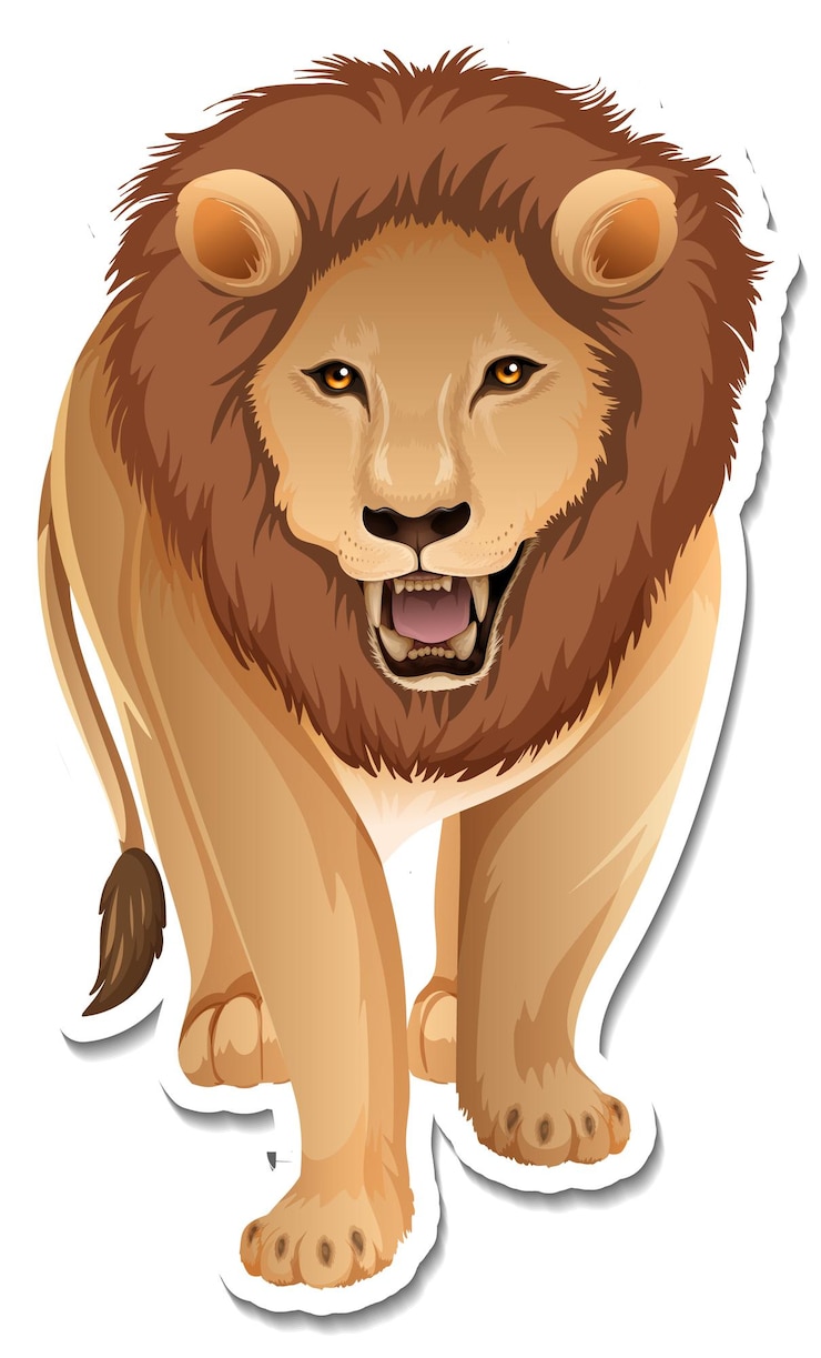 Vector gratuito una plantilla de pegatina del personaje de dibujos animados de león