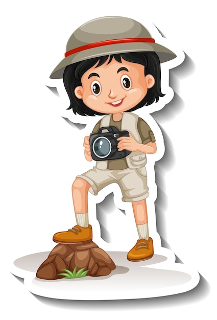 Una plantilla de pegatina de personaje de dibujos animados de niña.