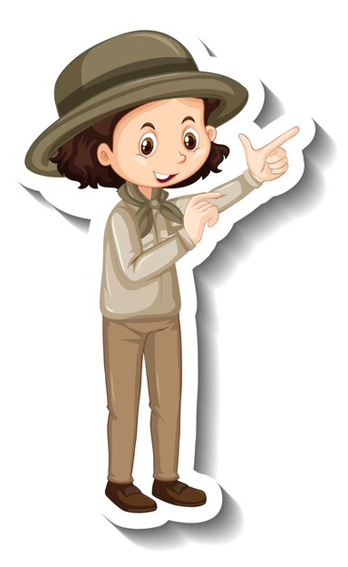 Una plantilla de pegatina de personaje de dibujos animados de niña.