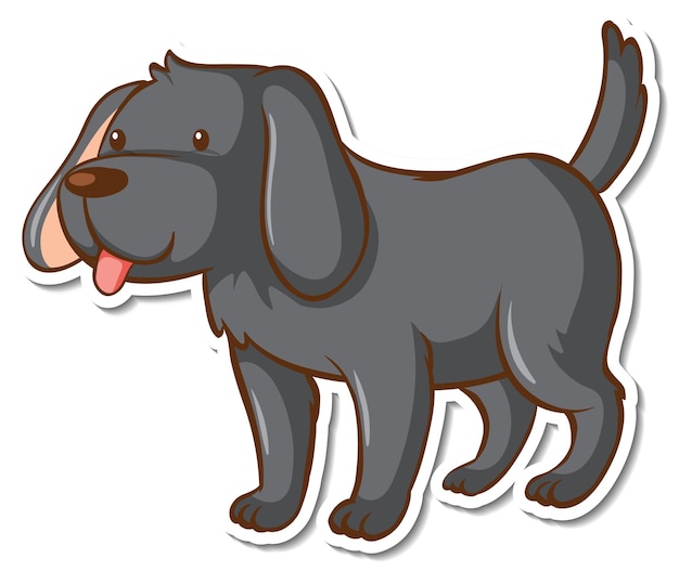 Vector gratuito una plantilla de pegatina con un personaje de dibujos animados de perro negro.