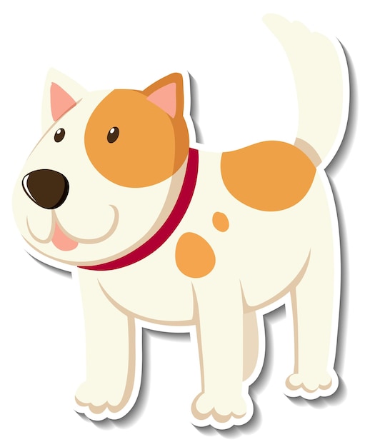 Vector gratuito una plantilla de pegatina de personaje de dibujos animados de perro