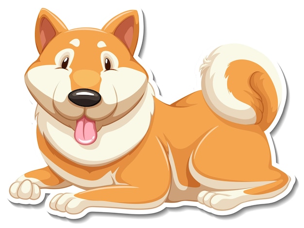 Una plantilla de pegatina de personaje de dibujos animados de perro
